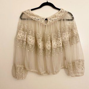 free people lace top blouse - ivory